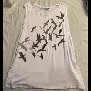 White Project Social T Tank Top w/ Birds (Size M)